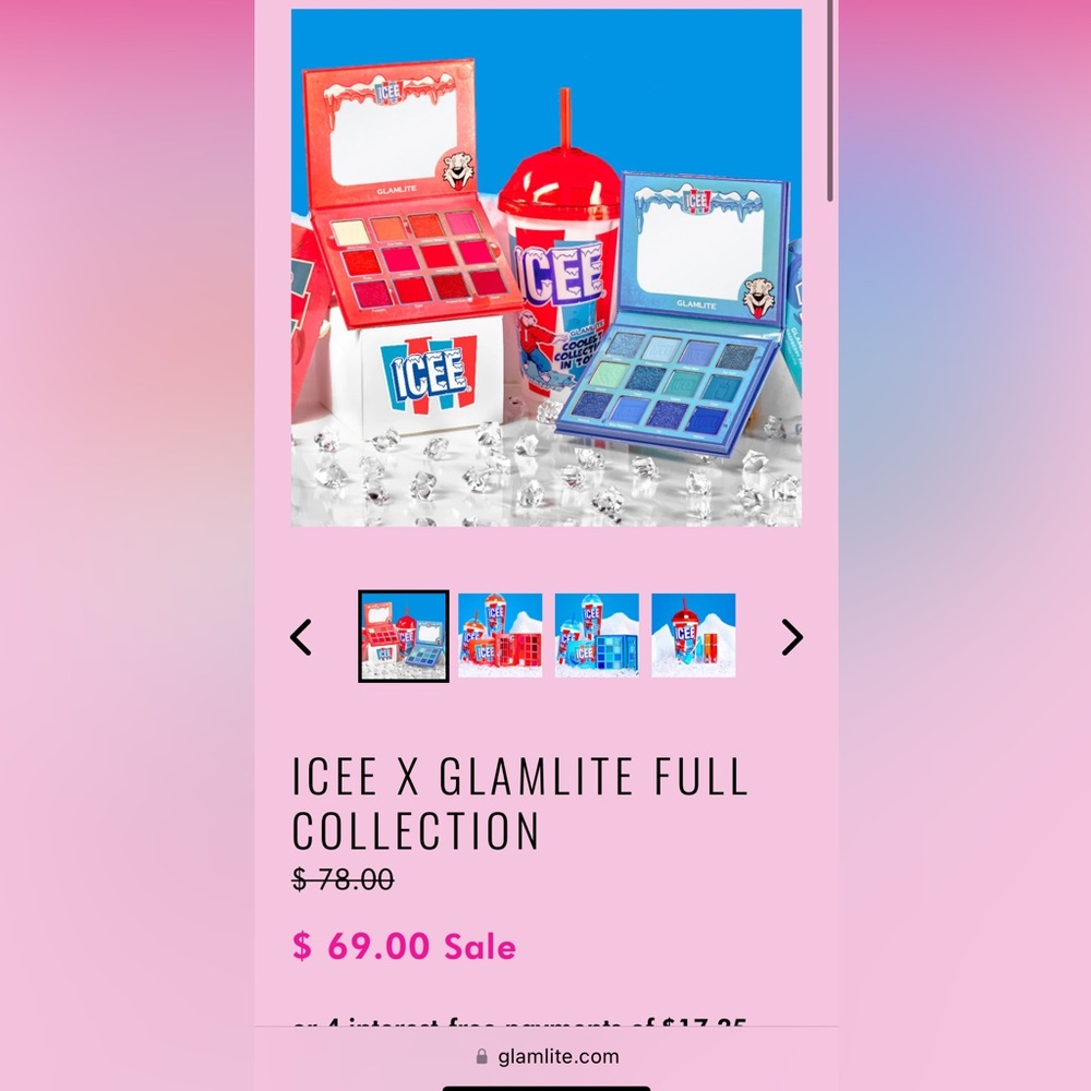 GLAMLITE Icee Cherry & Blue Raspberry 12 Pan Eyeshadow Palette 13.6g